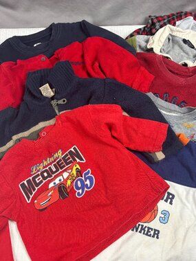 18 Month Boys Winter Clothing Lot 20 Pieces Pants Shirts Sweaters Jacket PJs
